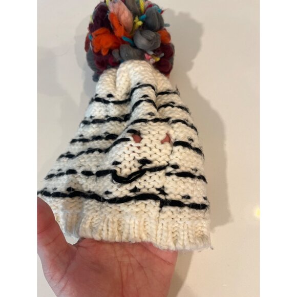 Nordstrom Hand-Knitted Striped Beanie With Colorful Pom-Pom - Picture 3 of 7